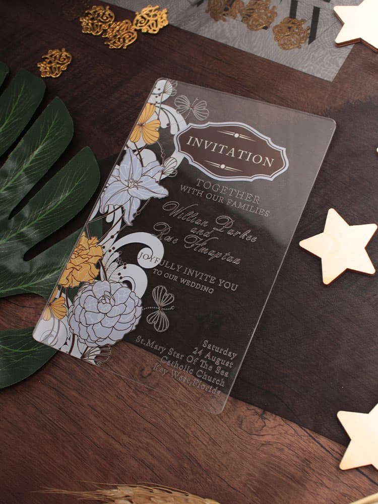 High Grade Handpaint Mirror Acrylic Wedding Invitations HPI302