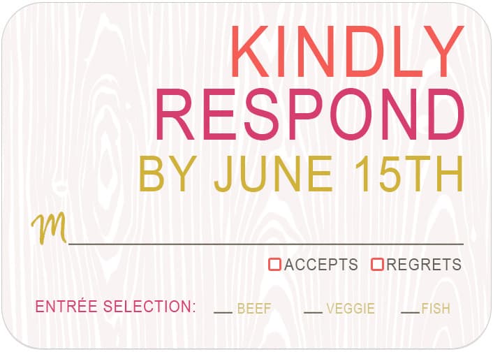 Simple Idyllic Wood Details RSVP Cards HPR006