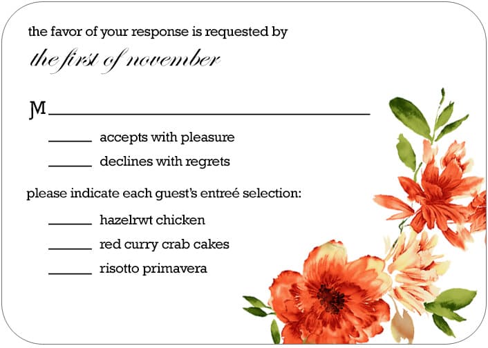 Orange African Daisy Response Cards HPR022