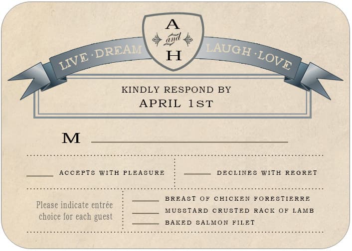 Confer Medals Wedding Reply Cards HPR036