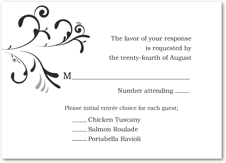 Flourish And Neutral Scroll Wedding RSVP Cards HPR042