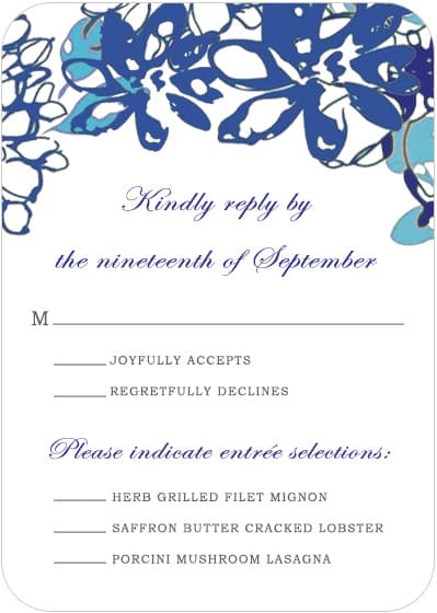 Large Blue Petals Watercolor RSVP Cards HPR052