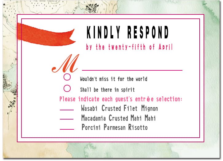 Map And Ribbon Respond Cards HPR059