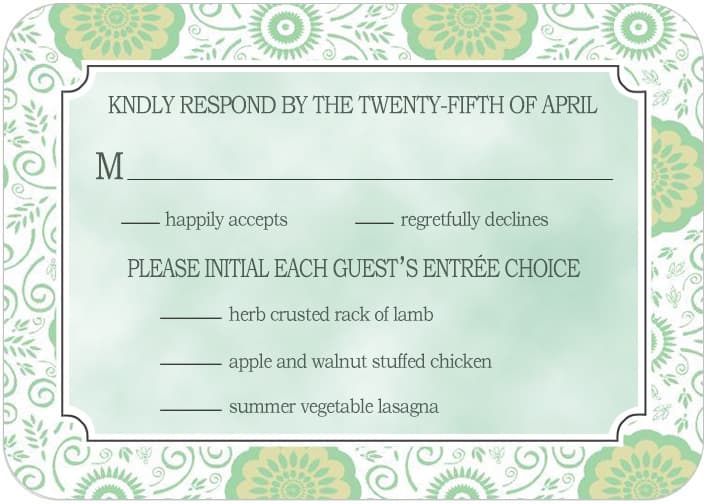 Chinese Style Dazzling Deco RSVP Cards HPR079