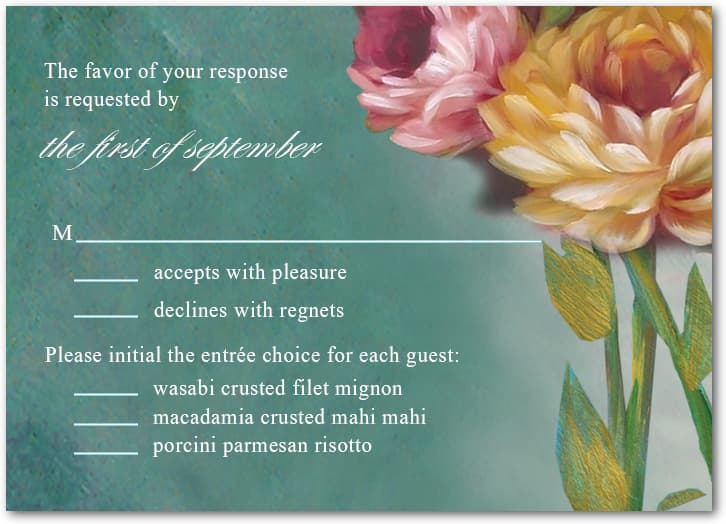 Beautiful Oil Painting Style Flower RSVP Card HPR081