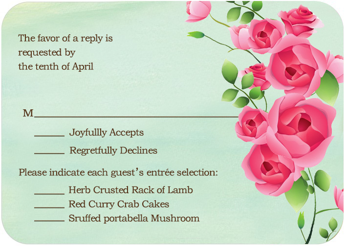 Colorful Sweet Rose Blooms RSVP Card HPR082