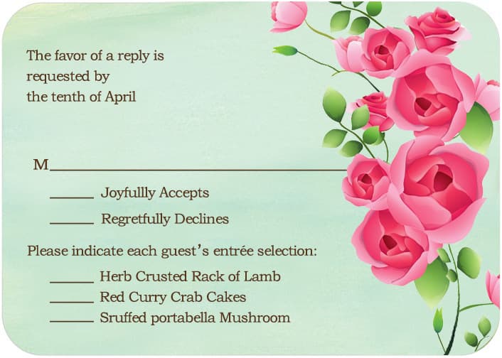 Colorful Sweet Rose Blooms RSVP Card HPR082