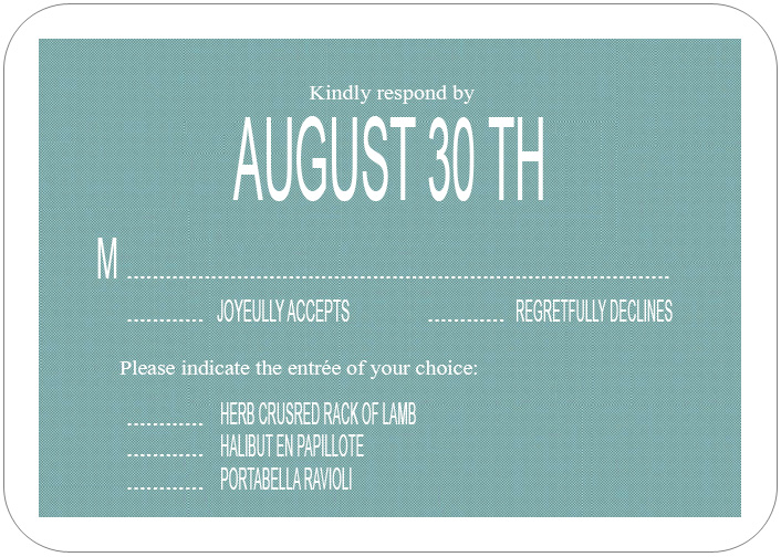 Classic Vertically And Horizontally Symmetrical RSVP Card HPR083