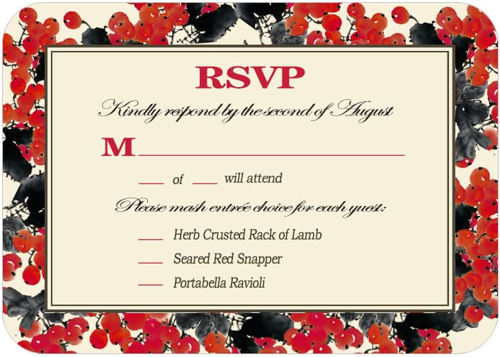 Black And Red Berries Ink Draw Response Card HPR085