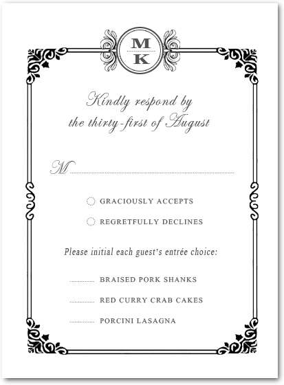 Sophisticated Art Deco Response Card HPR089