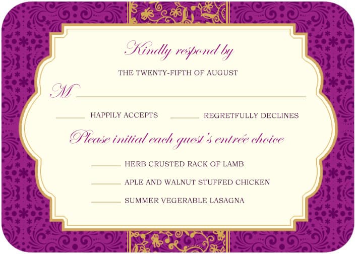 Purple Beautiful Fireworks Paper Cut Response Cards HPR092