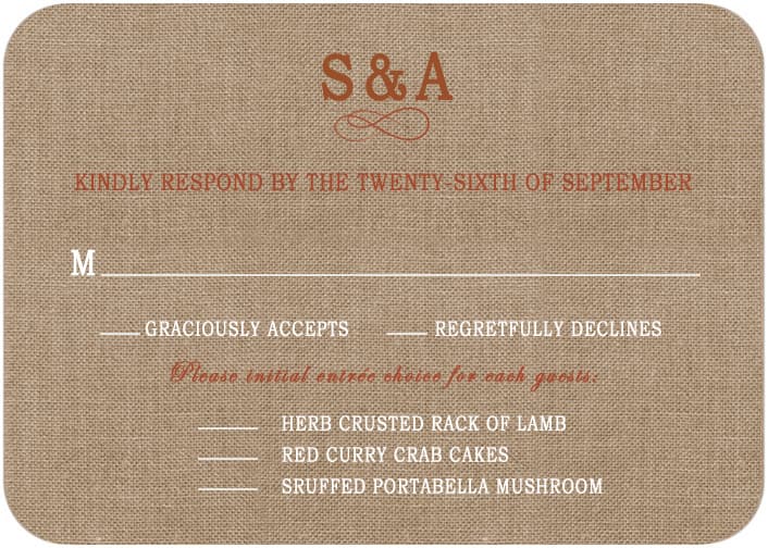 Imitation Burlap Embroidery Style Response Card HPR096