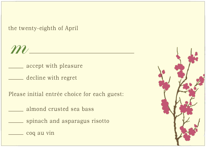 Watercolor Cherry Flowers Response Cards HPR186