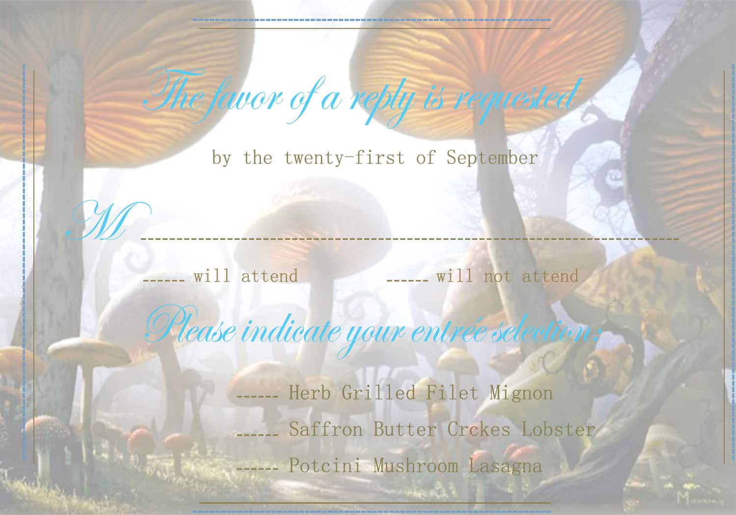 Alice in Wonderland Agaric Response Cards HPR282