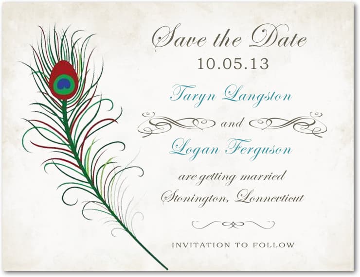 Feather Retro Handwriting Script Save The Date Card HPS015