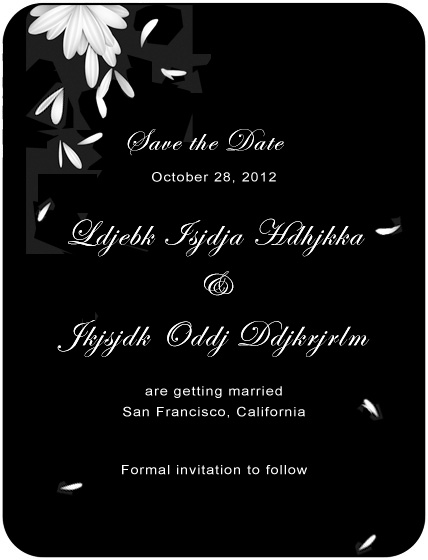 Swans Feather Scattered Save The Date Card HPS034