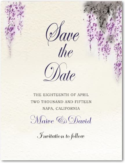 Fragrant Purplish Flowers Wedding Save The Dates HPS043