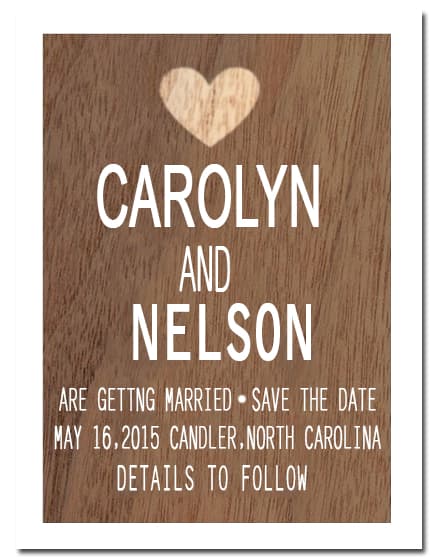 Wood Texture Heart Save The Dates CardS HPS068