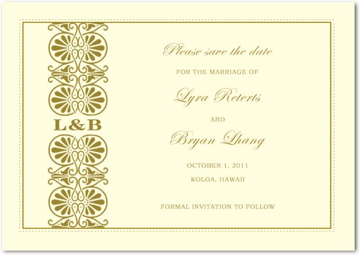 Chic Abstract Swirl Gold Save The Dates Card HPS076