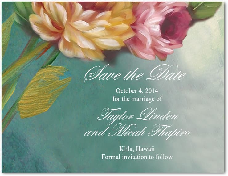 Beautiful Oil Painting Style Flower Save The Dates Card HPS081