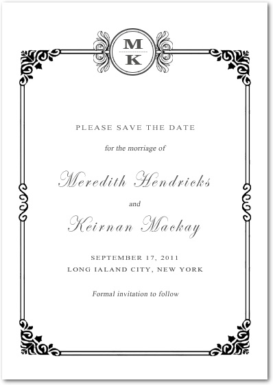 Sophisticated Art Deco Save The Date Card HPS089