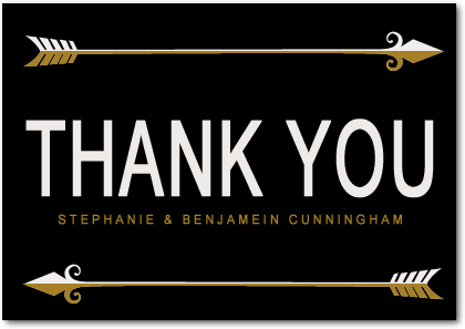 Black Retro Arrows Thanks Card HPT003