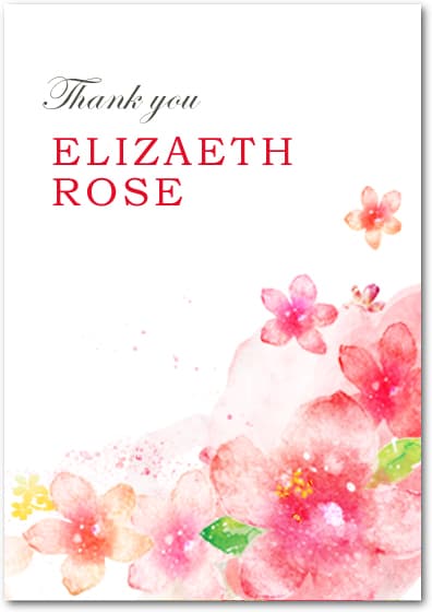 Lively Watercolour Floral Wedding Thanks Cards HPT050
