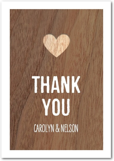 Wood Texture Heart Thanks Cards HPT068