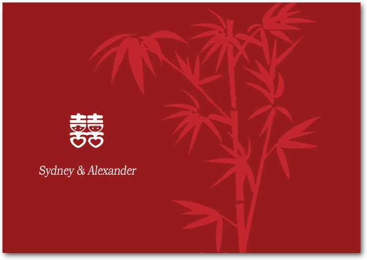 Double Happniess And Bamboo Chinese Style Thanks You Card HPT095