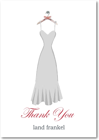 Gray Wedding Dress Silhouette Thank You Card HPT099