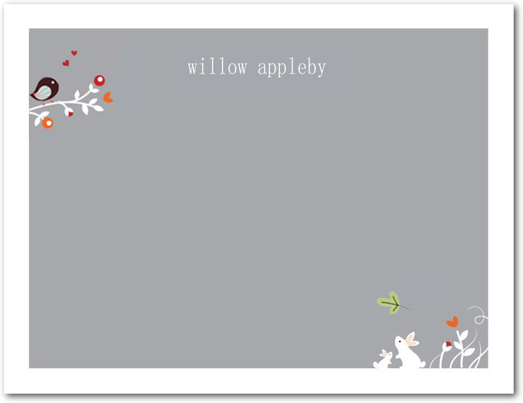 Gray Singing Birds Thank You Cards HPT234