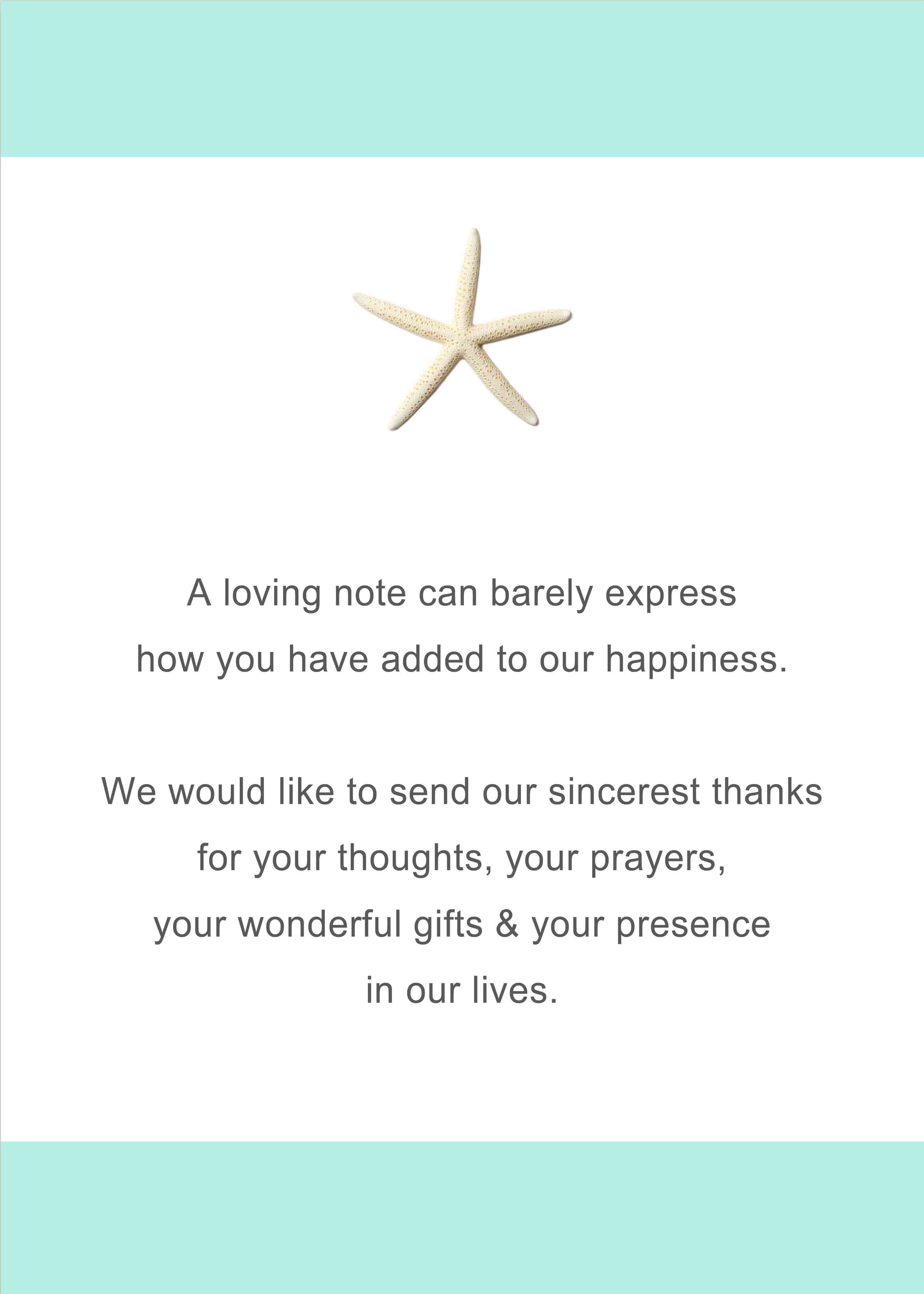 Starfish Beach Teal Thank You Card HPT275