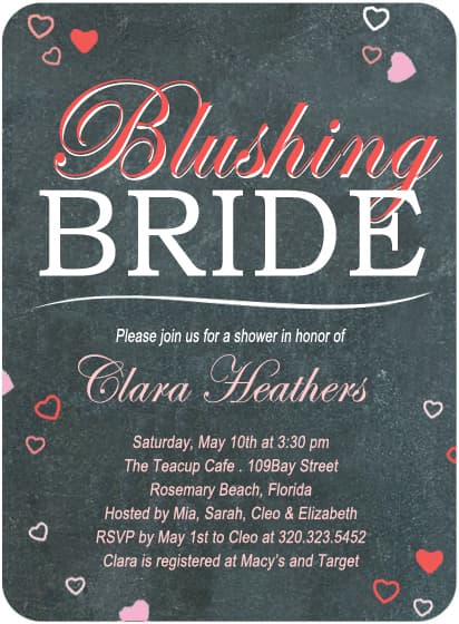 Sweetheart Blackboard Bridal Shower Invitation Card HPB121 Sweetheart Blackboard Bridal Shower Invitation Card HPB121