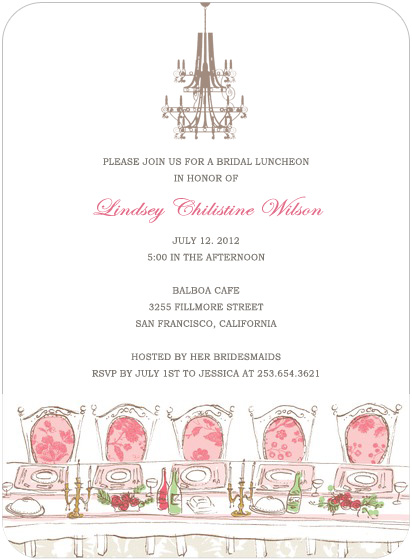 Chandelier And Table Bridal Shower Invitation Cards HPB122 Chandelier And Table Bridal Shower Invitation Cards HPB122