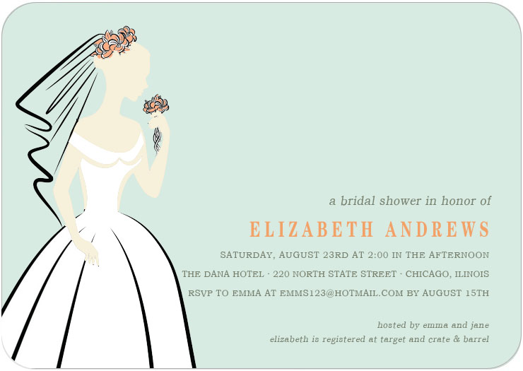 Elegance Bride Figure Bridal Shower Invitations HPB123 Elegance Bride Figure Bridal Shower Invitations HPB123