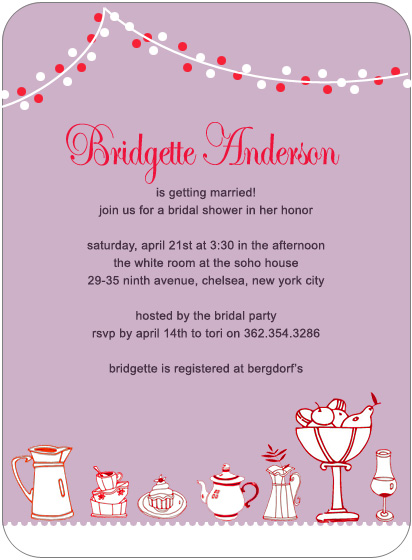 Snack Bowls And Tea Bridal Shower Invitation HPB127