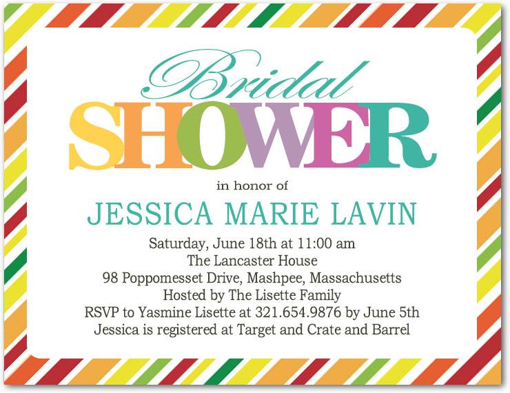Coloful Lines And Letters Bridal Shower Invitation HPB141