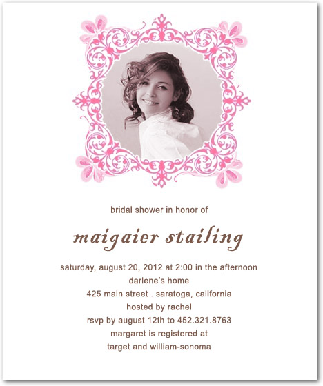 Bride Photo Frame Bridal Shower Invitation Cards HPB146 Bride Photo Frame Bridal Shower Invitation Cards HPB146