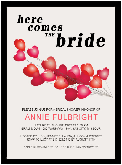 Cluster Sweetheart Balloon Bridal Shower Invitations HPB158 Cluster Sweetheart Balloon Bridal Shower Invitations HPB158