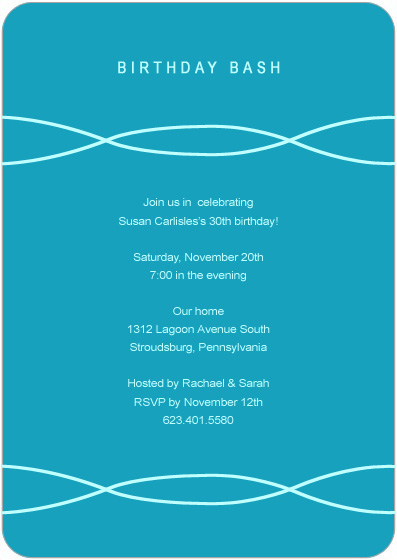 Crossed Bold Line Birthday Party Invtation Cards HPBP109