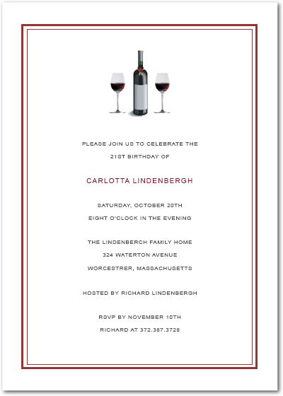 Cheers Wine And Cups Birthday Invitation Cards HPBP176