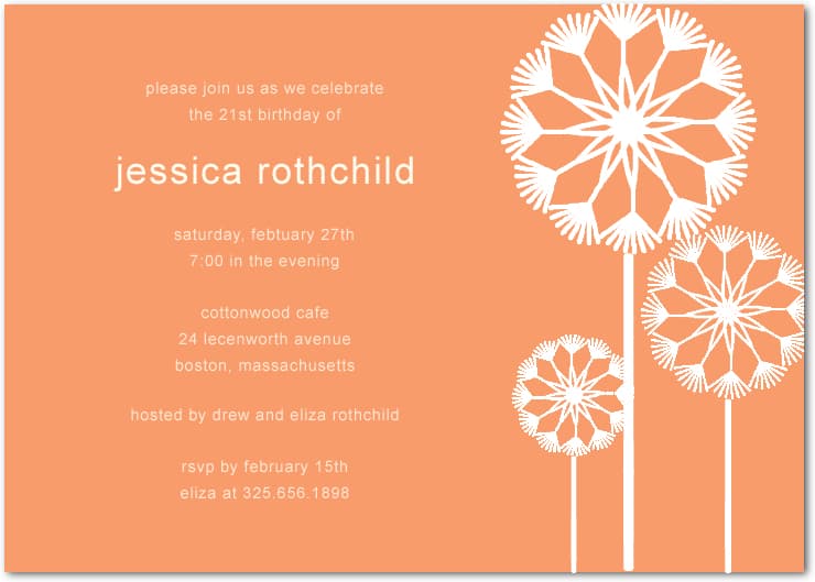 Abstract Dandelion Different Birthday Invitations HPBP180