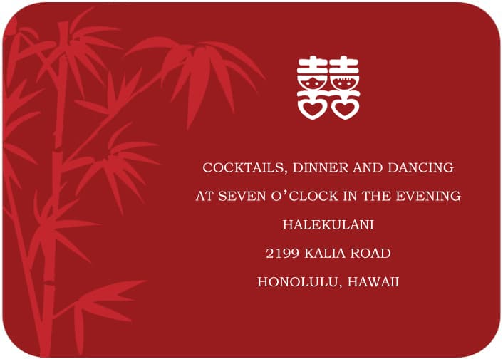 Double Happniess And Bamboo Chinese Style Reception Cards HPC095