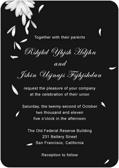 Swans Feather Scattered Wedding Invitation Cards HPI034
