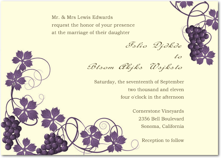 Purple Twirling Vineyard Wedding Invitations Card HPI044