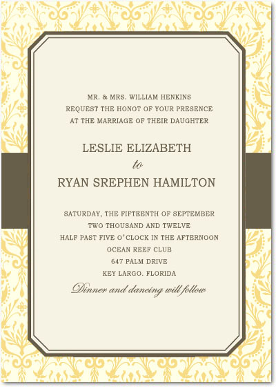 Formal Beautiful pattern Wedding Invites Card HPI087