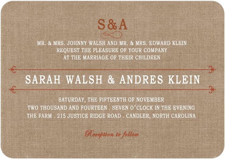 Imitation Burlap Embroidery Style Wedding Invitation HPI096