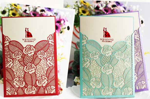 Elegant Flower Sketch Pocket Wedding Invitation Cards HPI257