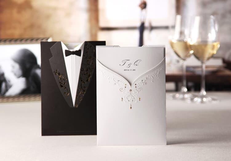 Gown And Tux Wedding Couple Invitation Card HPI259