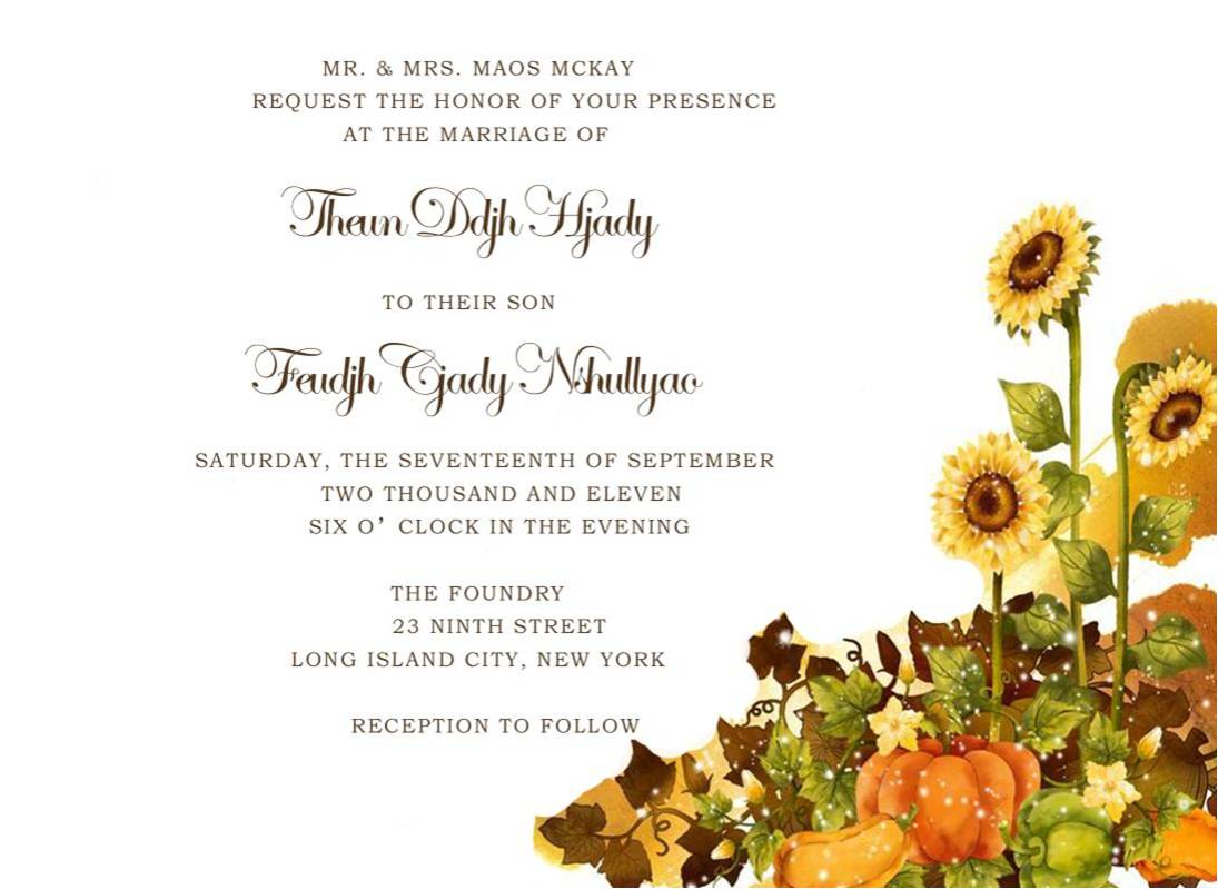 Sunflower and Pumpkin Fall Wedding Invitations HPI276